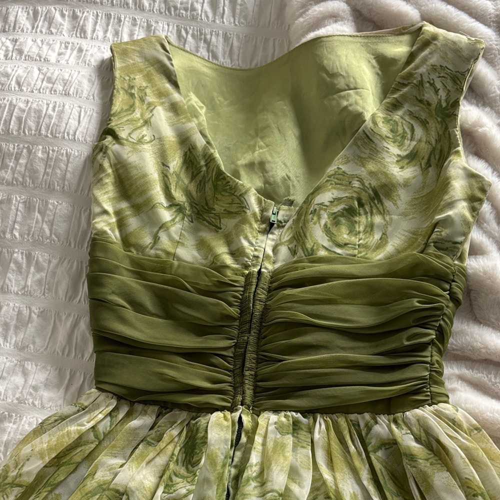 Vintage Algo Summer Olive Floral Cocktail Dress - Picture 4 of 12